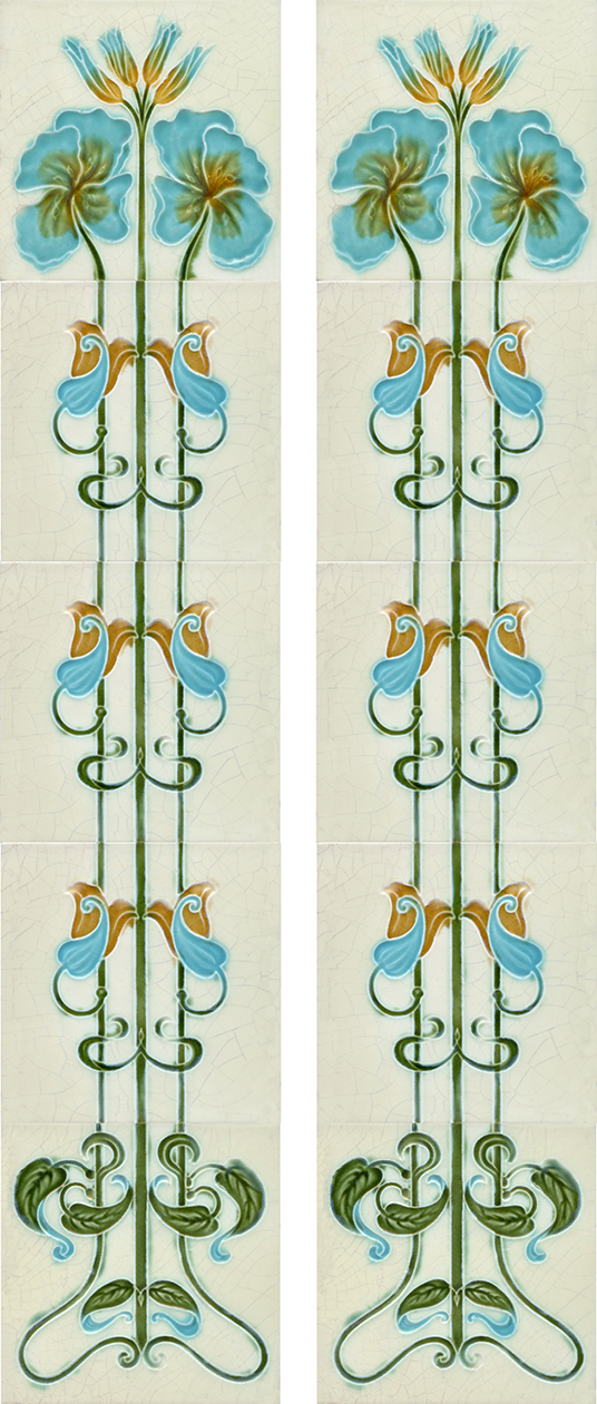 Art Nouveau Fireplace 10 Tile Set ref 209