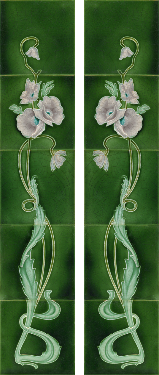 Art Nouveau Fireplace 10 Tile Set ref 218