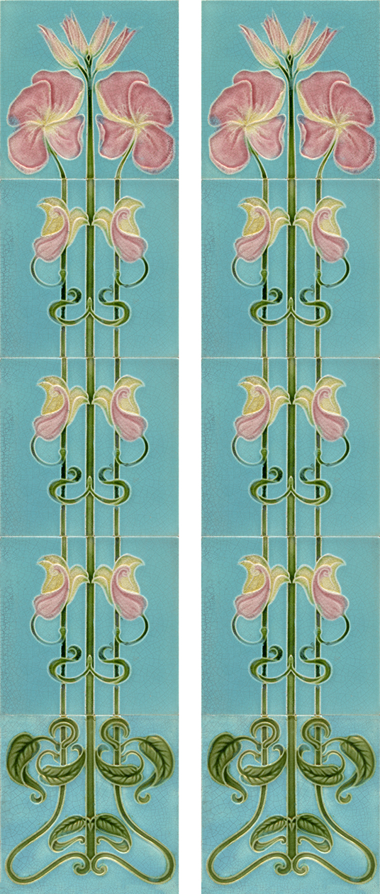 Art Nouveau Fireplace 10 Tile Set ref 222