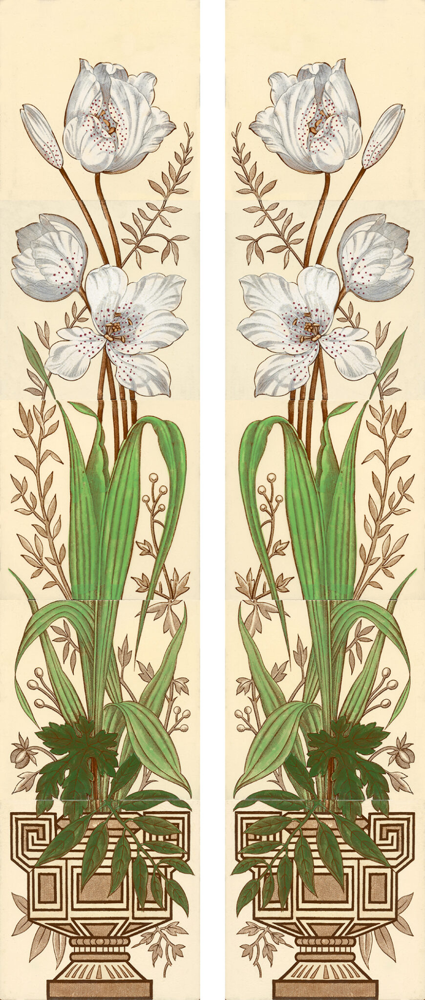 Aesthetic Movement Peonie White Fireplace 10 Tile Set