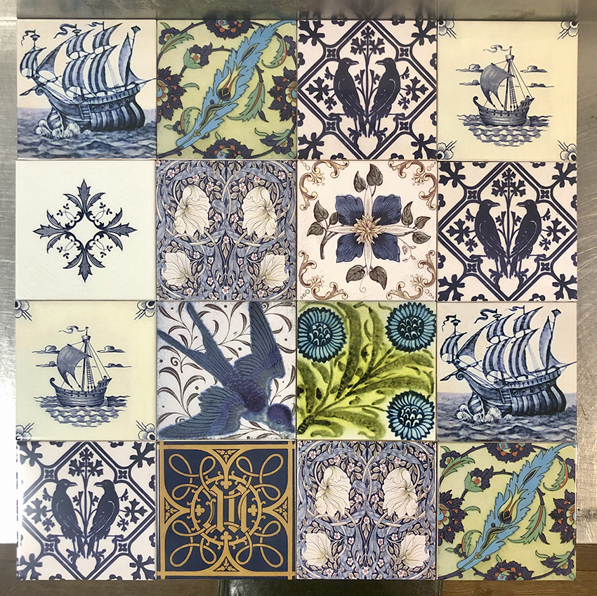 Half Price Ex Display Mixed 16 Tile Mural Splashback Kiln Fired Ceramic 24" Square ref 102