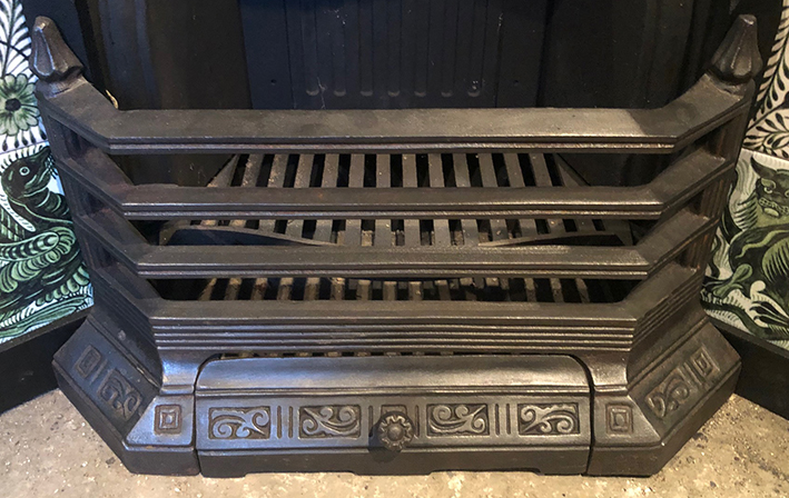 Antique Victorian Arts and Crafts Tiled Cast Iron Fireplace Insert ref i810 - Image 6