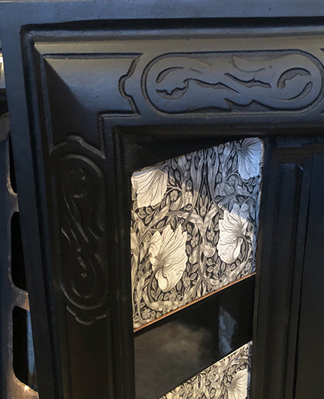 Original Antique Art Nouveau Tiled Cast Iron Fireplace Insert ref i812 - Image 8