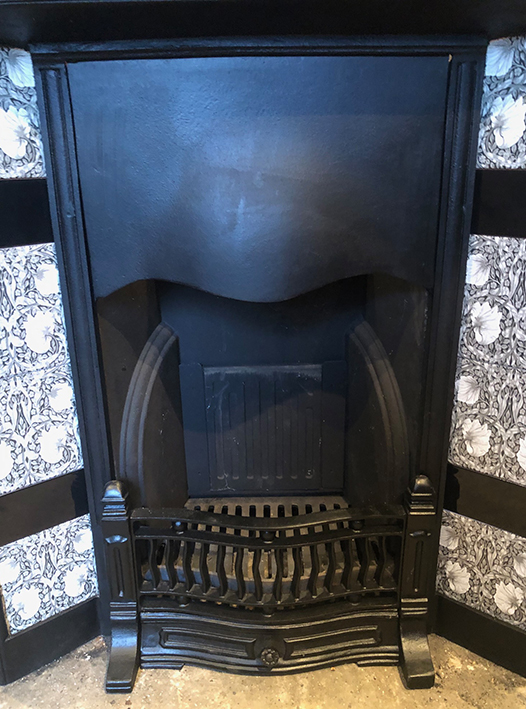 Original Antique Art Nouveau Tiled Cast Iron Fireplace Insert ref i812 - Image 5