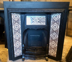 Original Victorian Aesthetic Movement Tiled Cast Iron Fireplace Insert ref i801