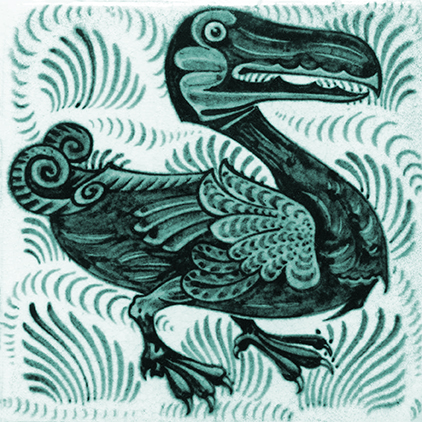 William De Morgan Exotic Bird and Fruit Tile Teal - Image 2