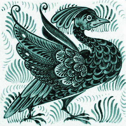 William De Morgan Exotic Bird and Fruit Tile Teal - Image 12