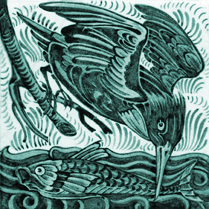 William De Morgan Exotic Bird and Fruit Tile Teal - Image 11
