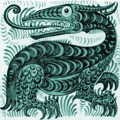 William De Morgan Exotic Bird and Fruit Tile Teal - Image 7