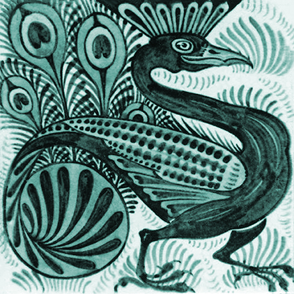 William De Morgan Exotic Bird and Fruit Tile Teal - Image 5