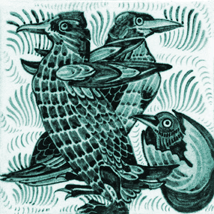 William De Morgan Exotic Bird and Fruit Tile Teal - Image 4