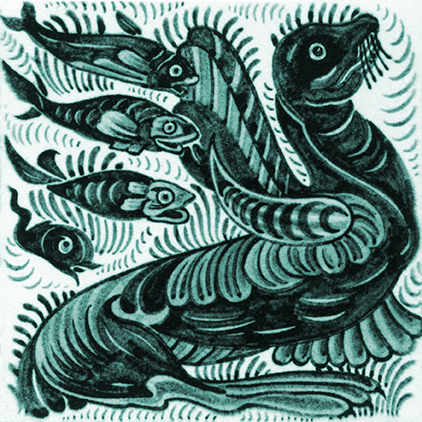William De Morgan Exotic Bird and Fruit Tile Teal - Image 3