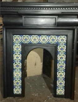Rare Large Original Antique Delft Tiled Combination Fireplace