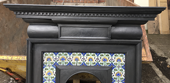 Rare Large Original Antique Delft Tiled Combination Fireplace - Image 11