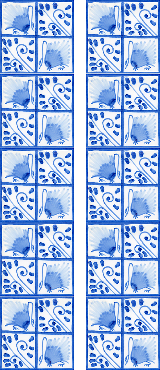 William Morris Swan and Flower Scroll Fireplace ceramic 10 tile set (in 6 inch tiles) ref 2
