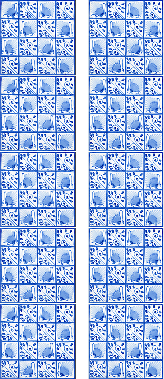 William Morris Swan and Flower Scroll Fireplace ceramic 10 tile set (in 6 inch tiles)