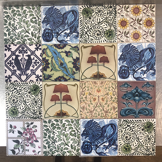 Half Price Ex Display Mixed 16 Tile Mural Backsplash Kiln Fired Ceramic 24" Square ref 113