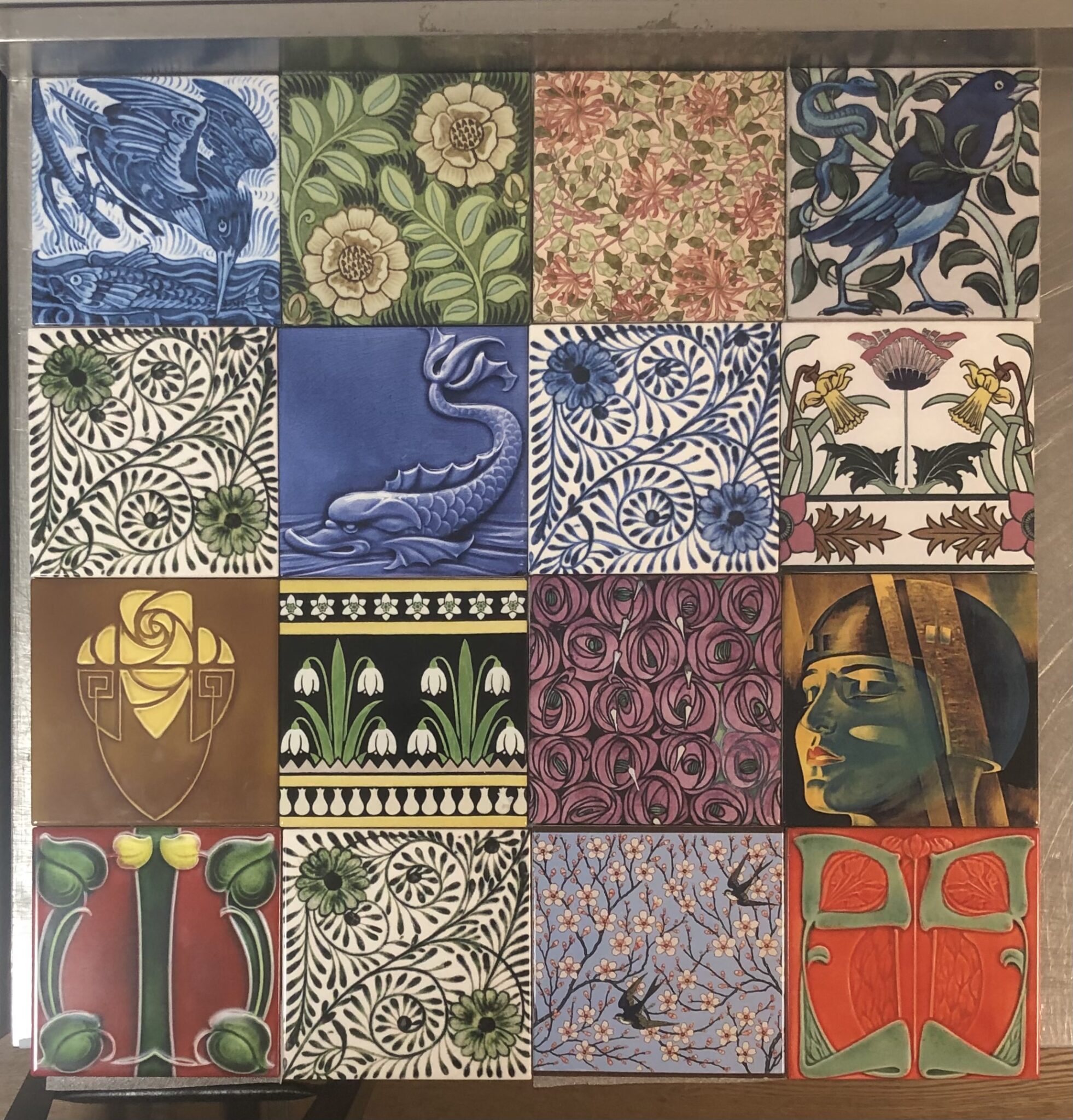 Half Price Ex Display Mixed 16 Tile Mural Backsplash Kiln Fired Porcelain 60cm Square ref 112