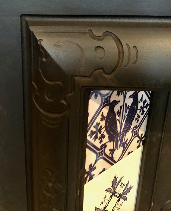 Antique Edwardian Arts and Crafts Tiled Cast Iron Fireplace Insert ref i2603 - Image 6