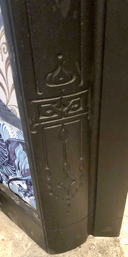 Antique Edwardian Arts and Crafts Tiled Cast Iron Fireplace Insert ref i2603 - Image 7