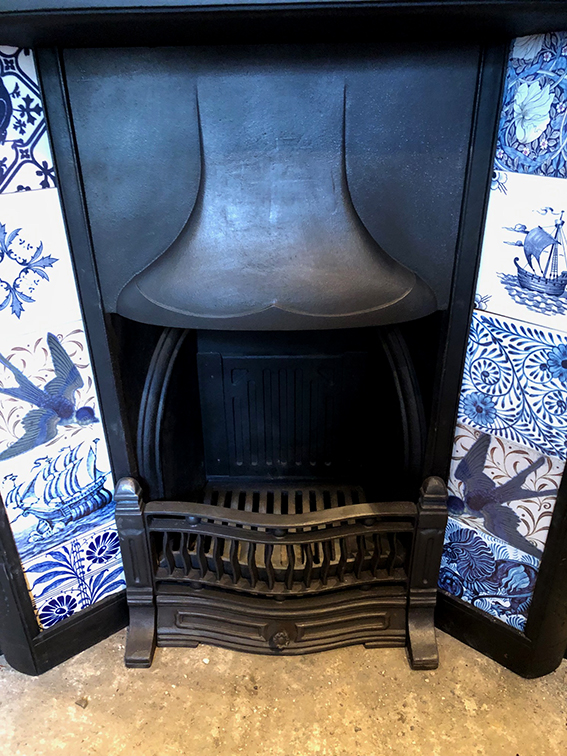 Antique Edwardian Arts and Crafts Tiled Cast Iron Fireplace Insert ref i2603 - Image 8